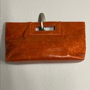 P Sherrod Chic Cognac Leather Clutch